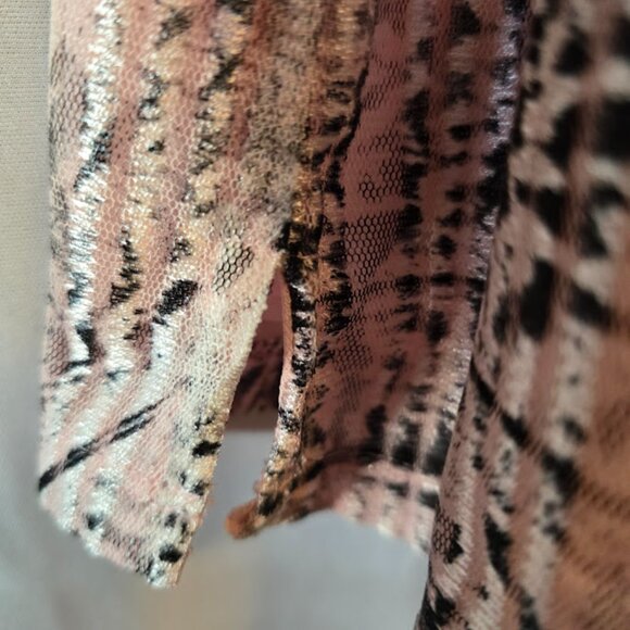 KASPER WOMENS SLEEVELESS TOP PETITE LARGE PINK BLACK PRINT SHIMMER TEXTURED KNIT - Picture 6 of 9